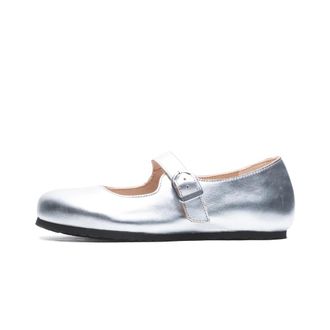 Birkenstock Schoenen, Dames, Grijs, 41 EU, Leer, Santa Clarita Natural Leather Silver