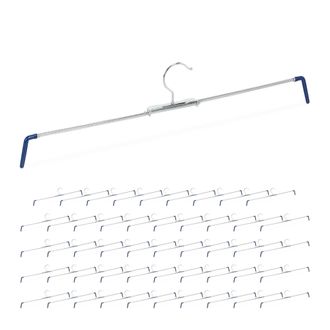 Relaxdays Pack De 50 Perchas Pantalones Extensibles, Faldas, Antideslizantes, 30-50 Cm Ancho, Metal-pvc, Plateado-azul
