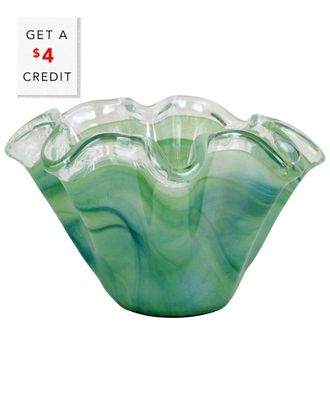 Vietri Vietri Onda Glass Green Petite Ruffled Bowl With $5 Credit
