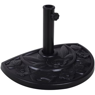 OUTSUNNY Base De Sombrilla Peso 9 Kg Soporte Para Parasol De Resina Forma Semic&iacute;rculo Para Poste De Paraguas De &Oslash;3,8 Cm Y &Oslash;4,8 Cm 50x31x32 Cm Negro