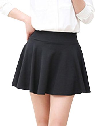 ShiFan Womens Basic Versatile High Waisted Flared Casual Mini Skater Skirt Plus Size Black 3XL