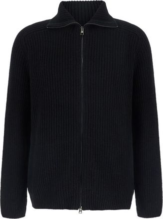 Tagliatore Black Zip-Up Cardigan