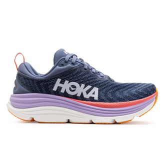 Hoka One One Hoka Gaviota 5 Textile Synthetic Womens Running Trainers - Anchor Grapefruit - Size:UK 6.5