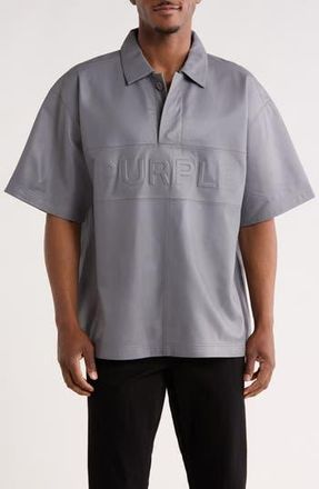 Purple Embossed Leather Polo in Grey at Nordstrom Rack, Size Large