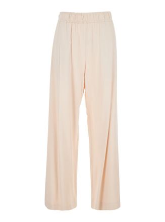 Merci Pink Pants With Elastic Waist And Pences In Viscose Blend Woman