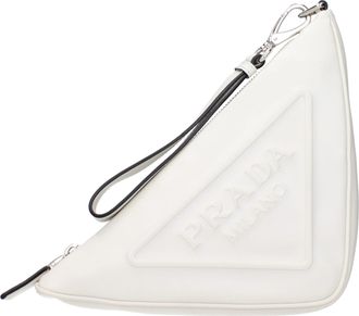 Prada White Leather Clutch Womens Bag