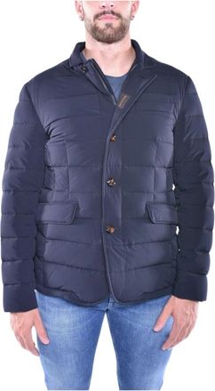 Moorer Klassieke Donsjas met Wollen Kraag - Heren - Winterjassen - Blauw - M - Wol - Jassen