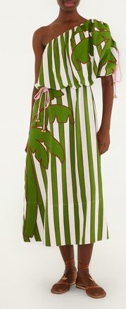 Farm Rio Embroidered One-Shoulder Linen Blend Midi Dress in Off-White at Nordstrom, Size Xx-Small