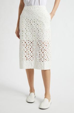 Marimekko Nokkeluus Keidas Semi Sheer Broderie Anglaise Midi Skirt in Off-White at Nordstrom, Size 10 Us