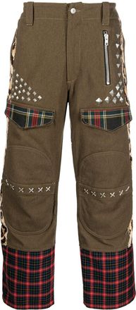 Moschino mix-print straight-leg trousers - men - Cotton/Polyamide/Wool/Virgin Wool - 48 - Green