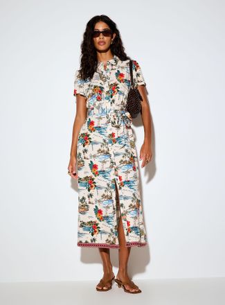 Icone Womens Supple belted maxi shirtdress