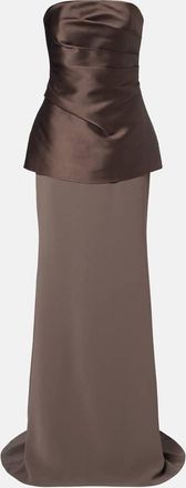 Solace London Alia strapless satin and crepe gown