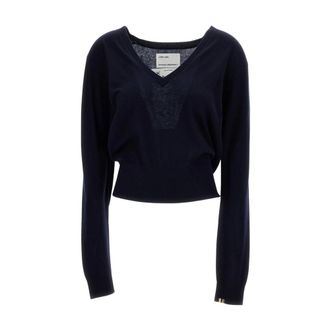 Extreme Cashmere Deep V-neck Jumper - female - Extreme Cashmere - V-neck Knitwear - Blue - ONE SIZE - Knitwear