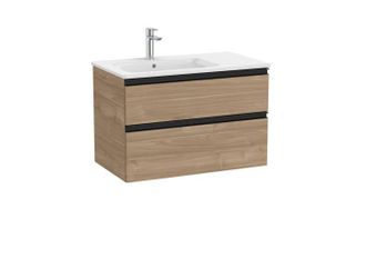Roca Conjunto Mueble The Gap 800x460 2 Cajones + Lavabo Izquierda Nogal