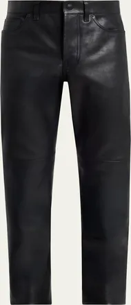 Tom Ford Mens Grained Leather Straight Leg Five-Pocket Pants