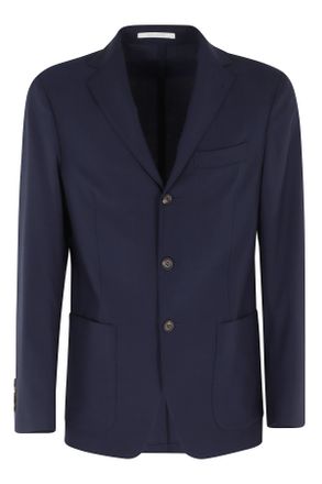 Eleventy Blue Single-Breasted Soft Pocketed Wool Blazer