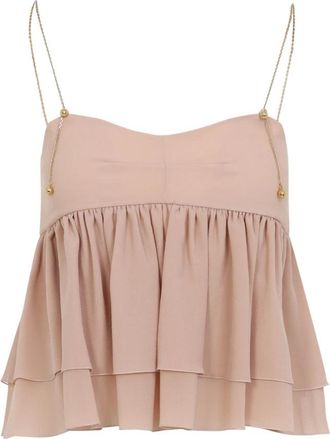 Chlo&eacute; Sleeveless Ruffle Top - Dames - Tops zonder mouwen - Roze - S - Tops