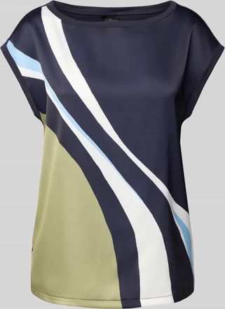 s.Oliver Black Label Comfort Fit Blusentop aus Baumwoll-Mix in Marine, Größe 36