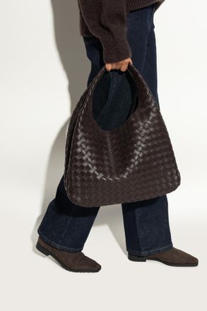 Bottega Veneta Campana Large Shoulder Bag, Womens, Brown
