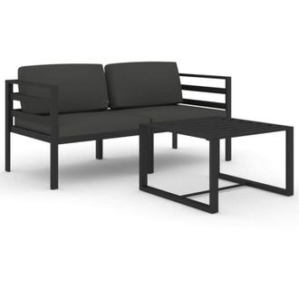 vidaXL Vidaxl - Set Muebles De Jard&iacute;n 3 Pzas Y Cojines Aluminio Gris Antracita