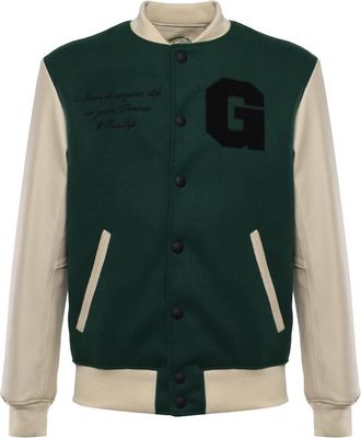 Giuliano Galiano Varsity Nappa Jacket - Heren - Bomber jackets - Groen - 2XL - Leer - Jassen