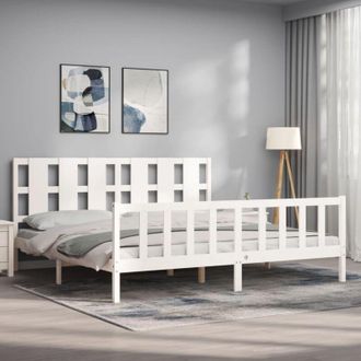 vidaXL Bed Frame without Mattress White Solid Wood Pine vidaXL