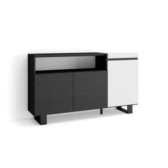 Skraut Home Skraut Home - Aparadores Para Sal&oacute;n, Gran Capacidad De Almacenaje, 150x87x35cm, 3 Puertas, Dise&ntilde;o Industrial, Estilo Moderno, Blanco Y Negro