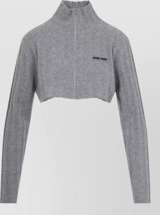 Miu Miu cropped knit cardigan high neck long sleeves