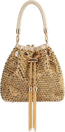 Olga Berg Santorini Studded Hotfix Drawstring Top Handle Bag in Gold at Nordstrom