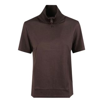 Courr&egrave;ges T-shirt con colletto a coste - - Tops - Donna - Marrone - S