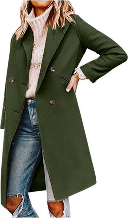 Generic Long Blazer Jackets for Women - UK Sale Clearance Wool Trench Coats Plus Size Button Suit Smart Casual Light Weight Long Sleeve Formal Oversized Lapel
