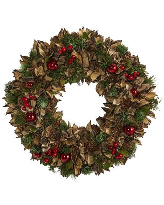 Nearly Natural 15In. Holiday Artificial Wreath