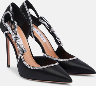 Aquazzura Pumps Soave Crystal 105 in raso con fiocco