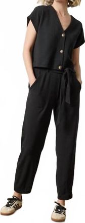 Lilla P Textured Belted Sweatpants In Black