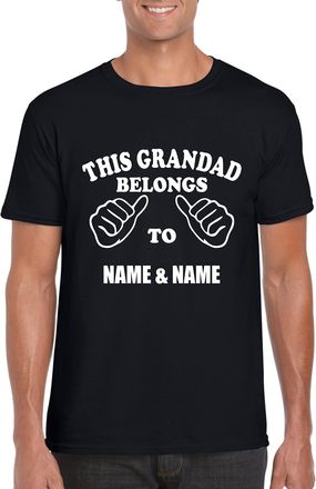 Generic Personalised This Grandad Belongs to T-Shirt, Dad Adult Top Black