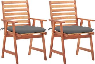 vidaXL Vidaxl - Sillas Comedor De Jard&iacute;n 2 Uds Madera Maciza Acacia Y Cojines