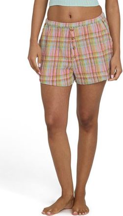 Billabong Sweet Check Print Shorts in Party Pink at Nordstrom, Size X-Small