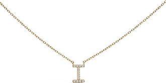 House of Brilliance 10K Yellow Gold Diamond Accent A-Z Block Initial Pendant Necklace in Yellow Gold | I at Nordstrom