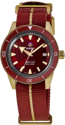 Rado Captain Cook Automatic Bronze Red Dial Fabric Strap Mens Watch R32504407