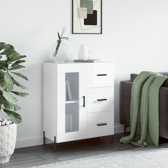 vidaXL Vidaxl - Aparador De Madera Contrachapada Blanco Brillante 69,5x34x90 Cm