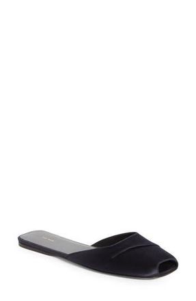 The Row Milla Satin Slide Sandal in Navy at Nordstrom Rack, Size 7Us / 37Eu