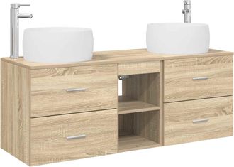 vidaXL Juego De Muebles De Ba&ntilde;o 3 Uds. Roble Sonoma Vidaxl