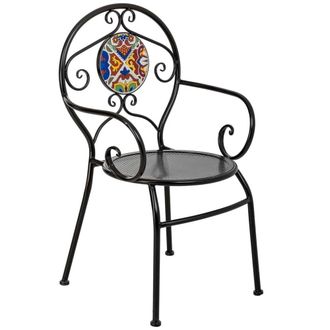 Wanderlust Deco Sill&oacute;n de mosaico y forja negro 58x42x88h cm