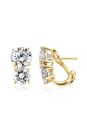 Crislu Double Cubic Zirconia Lever-Back Earrings in 18Kyg/Clear Stone at Nordstrom