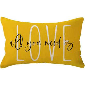 OEM Funda De Coj&iacute;n Lumbar Decorativa all You Need Is Love 12x20 Cm, Decoraci&oacute;n Para Sof&aacute;/banco/porche Para El D&iacute;a De San Valent&iacute;n (amarilla)