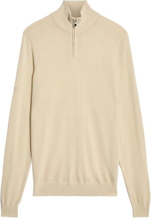 Lyle & Scott Truien & Vesten, Heren, Beige, L, Mid Knits Geborduurde 1/4 Rits Merino Gebreid