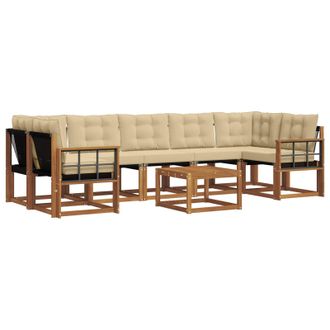 vidaXL Conjunto De Sof&aacute;s De Exterior Con Coj&iacute;n 8 Pcs Natural Y Beige Vidaxl