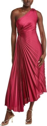 Nicole Miller Accordion Pleated One-Shoulder Midi Dress