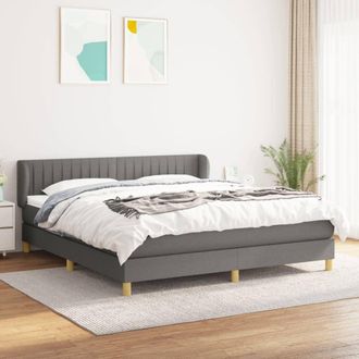 vidaXL Vidaxl - Cama Box Spring Con Colch&oacute;n Tela Gris Oscuro 180x200 Cm