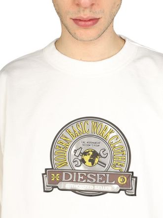 Diesel Logo Patch Cotton Sweatshirt - White